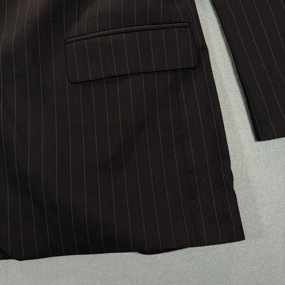 Lauren Ralph Lauren Mens 46R Wool Blazer Navy Blue Pinstripe Sport Coat Jacket